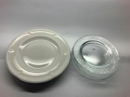10-teiliges Teller-Set – 4 weisse Keramikteller und 6 Glaste