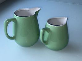 Rössler Kännchen Krug grün 0,5 L + 1 L 60er J. Krüge Vintage