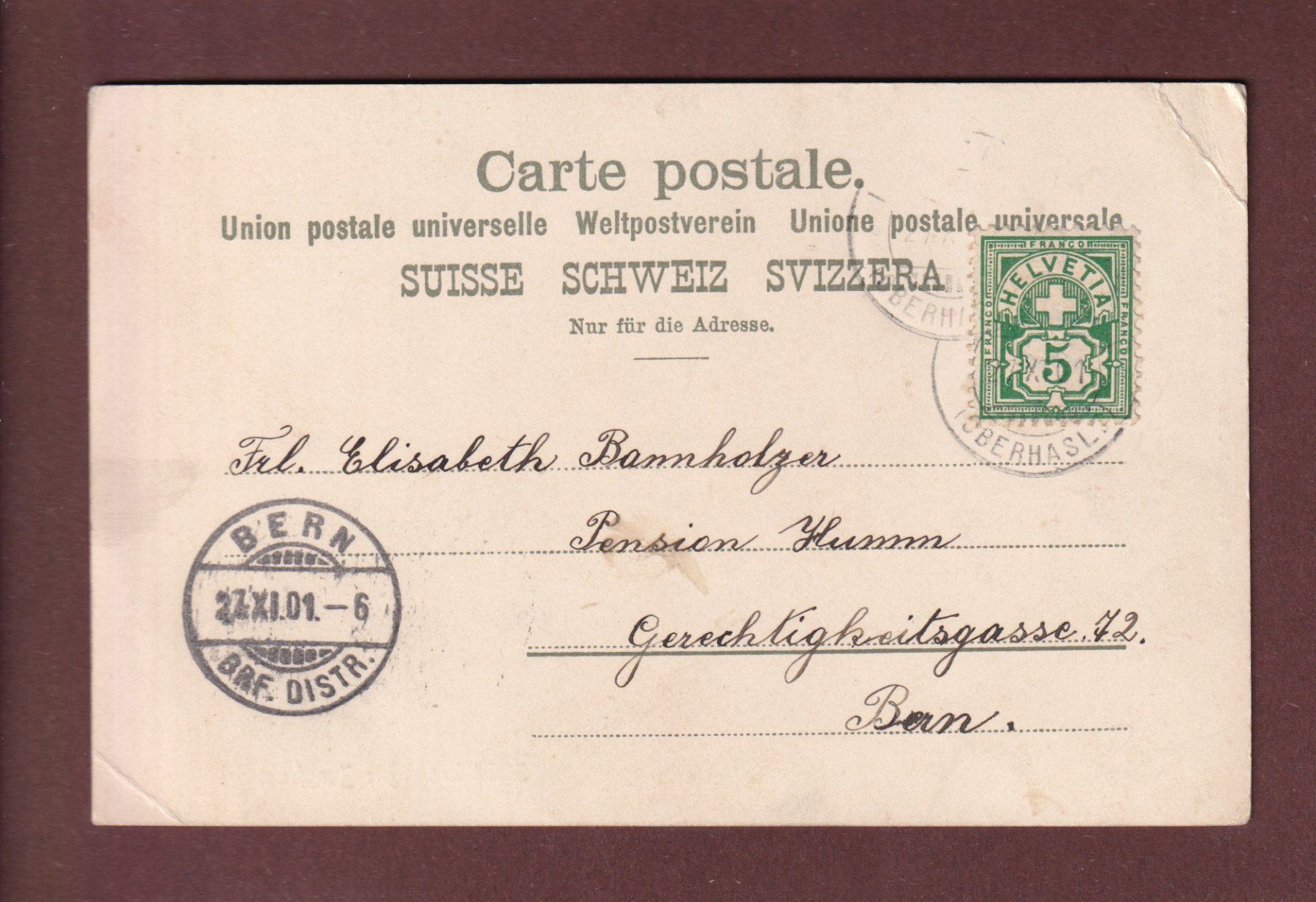 Ansichtskarten: INTERLAKEN - Jungfrau - Blumen - 1901 // Eckbüge // – Gebraucht aus Pully von nicecards-shop 1