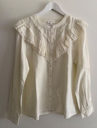 MAISON 123 Blouse blanche dentelle et volants 42 NEUVE