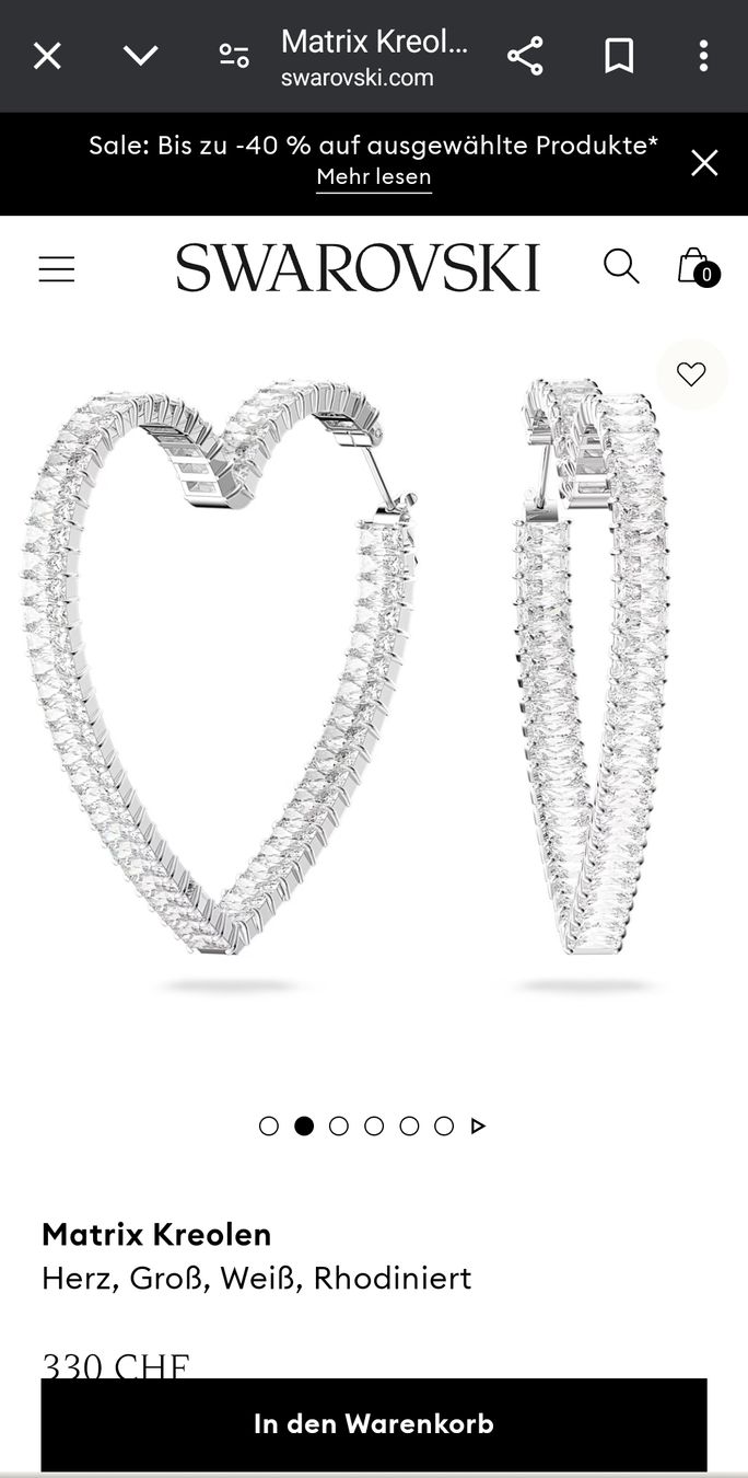 Swarovski Orecchini pendenti & Orecchini a lobo: Herzohringe Swarovski – Nuovo (secondo la descrizione) da Domat/Ems venduto da RASTY 3