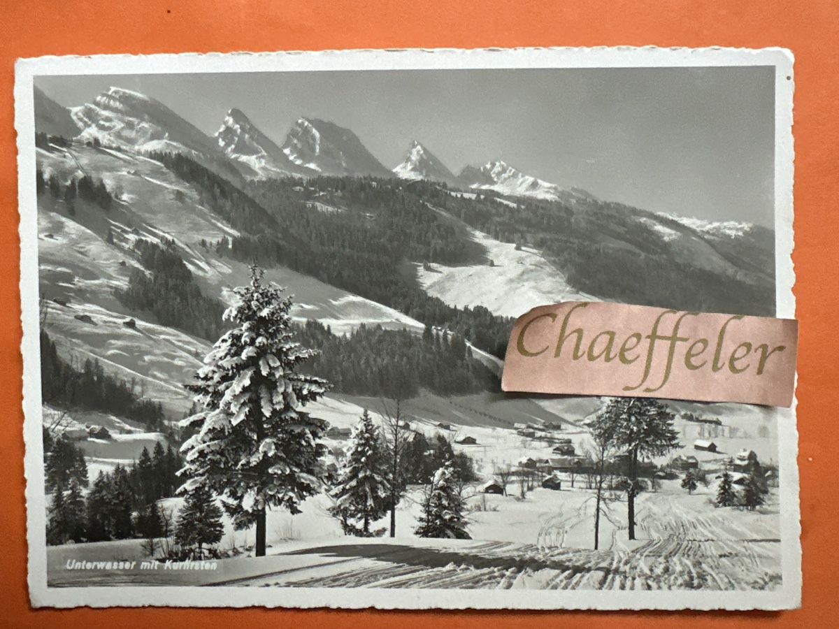 Cartes postales: Ansichtskarte Unterwasser mit Kurfirsten. guter Zustand – D'occasion à Zürich par Chaeffeler