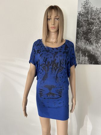 Blue rhinestone tiger dress, size S