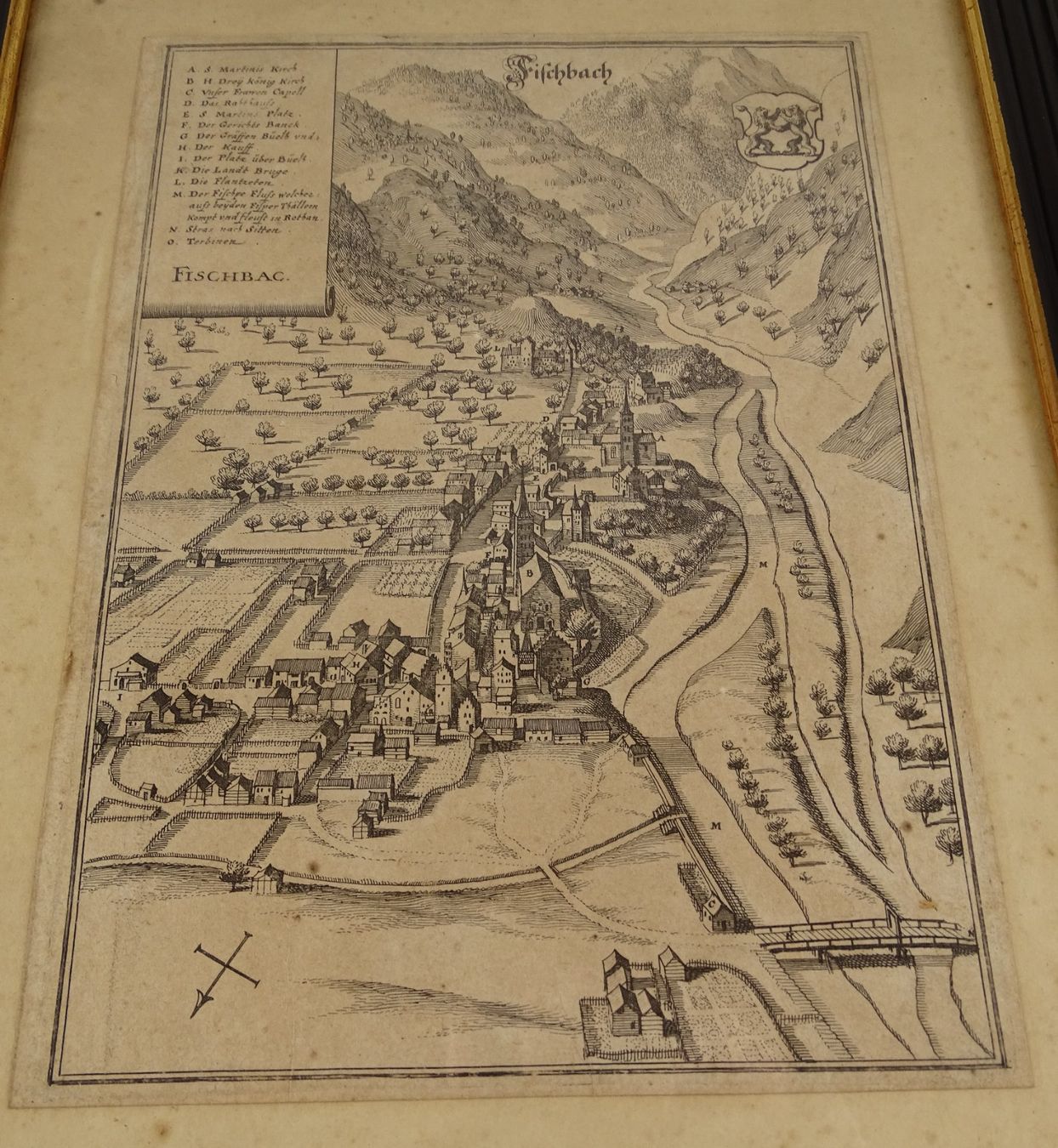Incisioni: VIÈGE, VISP, FISCHBACH, KUPFERSTICH 1654 – Usato da Grüningen venduto da Kartensammler 1