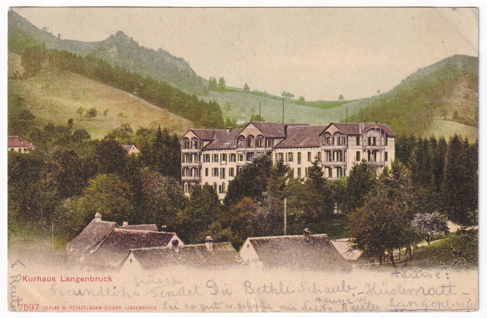 Cartoline postali: Kurhaus Langenbruck  1902 – Usato da Cormoret venduto da Pascalll2001