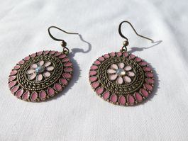 Ohrhänger, Emaille auf Messing, Modeschmuck