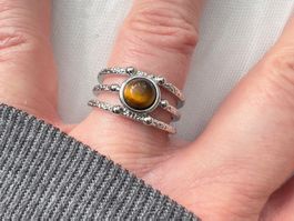 Bague avec oeil de tigre - Tigerauge Edelstahlring