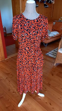 Dorothy Perkins Kleid, Grösse 42/44, Orange mit Leo-Muster