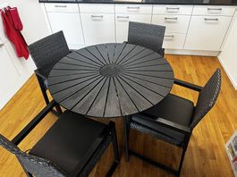 Gartengarnitur IKEA/JYSK, Ø130cm,  grau/schwarz