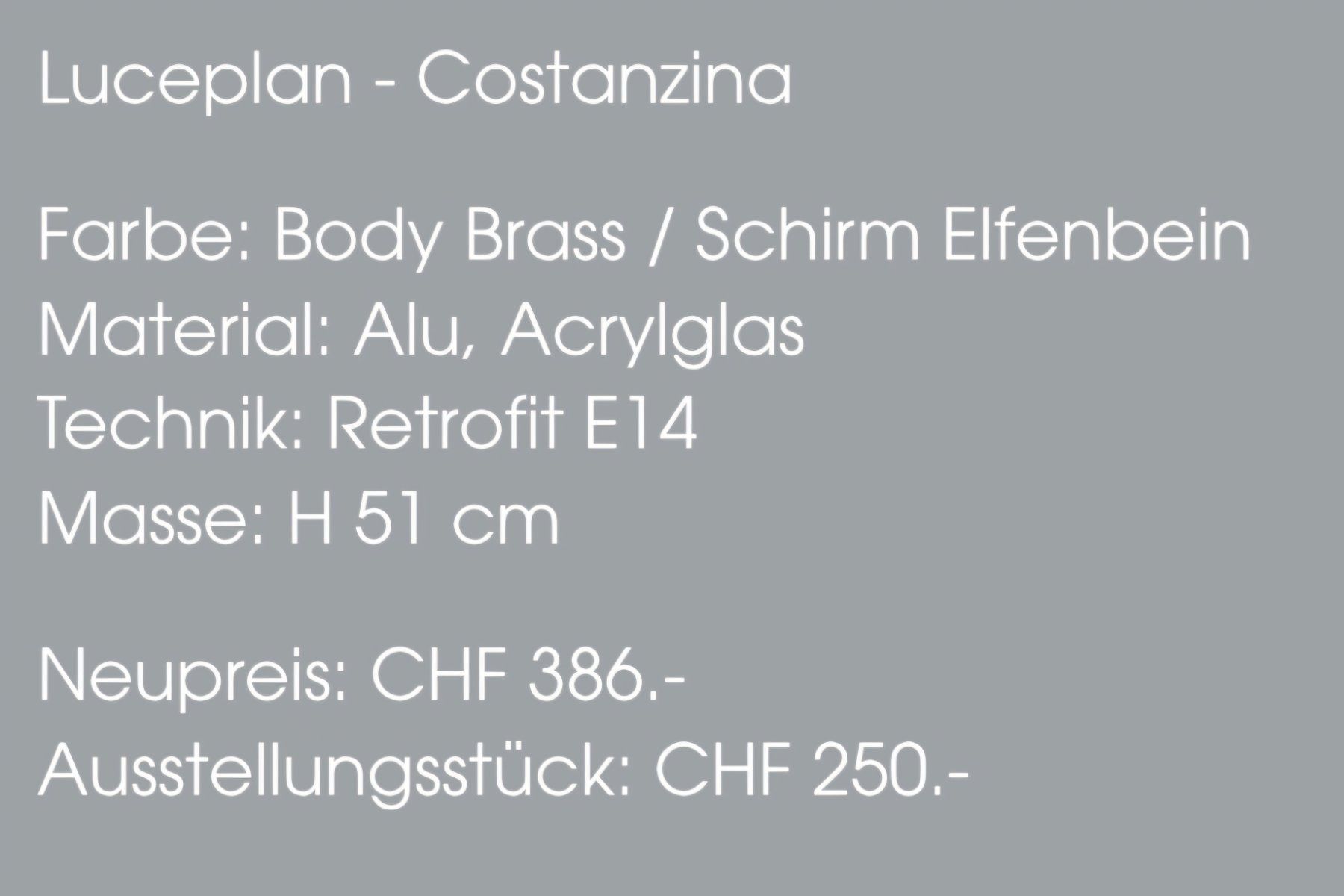 Luceplan Lampes: Designklassiger Costanzina, LED – Neuf (Voir description) à Binningen par Masc61 1