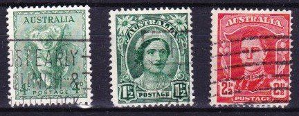 Tous les timbres: 3 timbres AUSTRALIE - 1938-42 - Obl. – D'occasion à Blonay par Leglaude_01