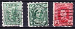 3 timbres AUSTRALIE - 1938-42 - Obl.