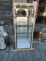 Vitrinen-Schrank Glas Metall Weiss 4 Regale 140cm Höhe