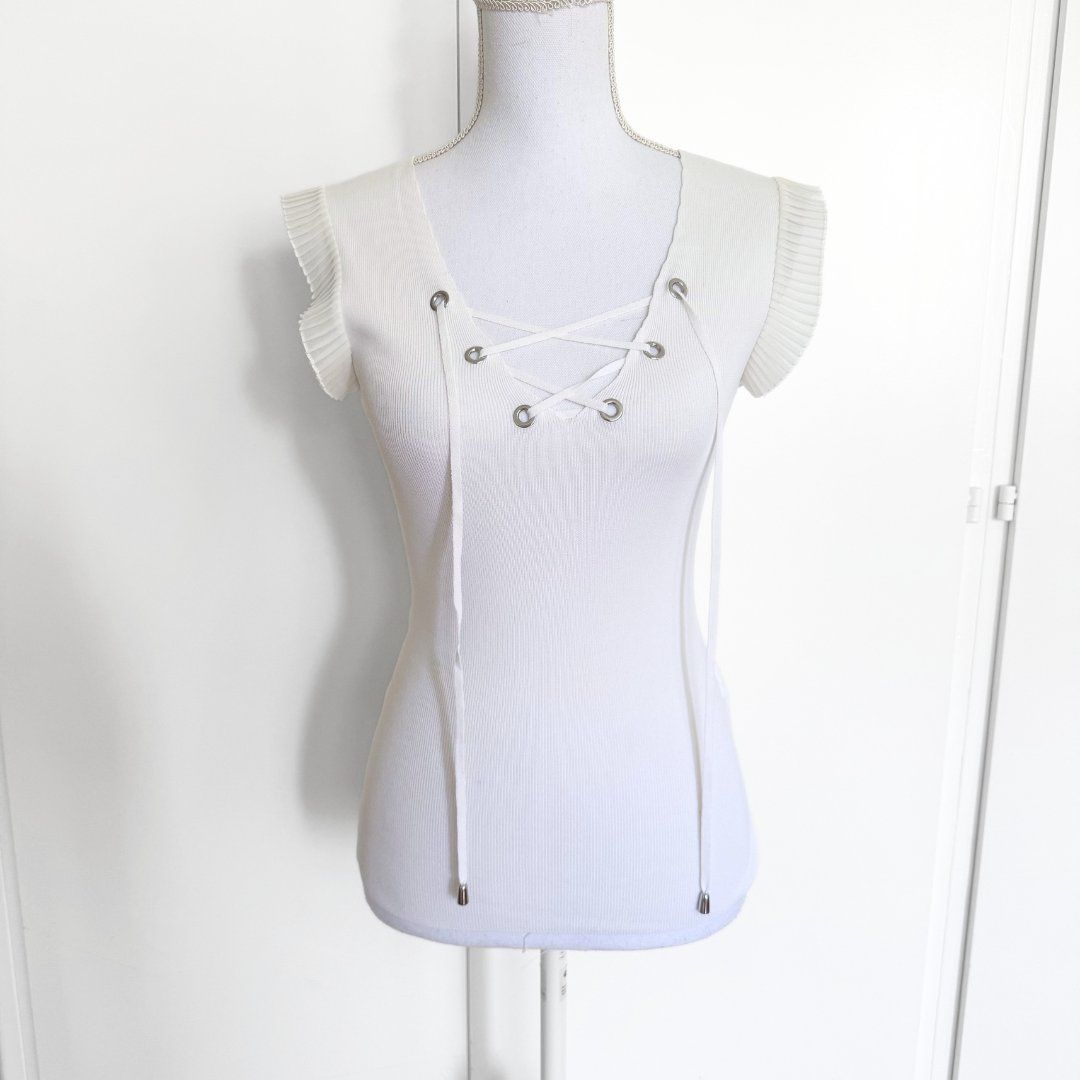 Morgan Top: MORGAN Top Blanc Manches Courtes - Taille S – Usato da Vevey venduto da secondlifevevey