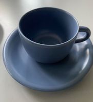 5 blaue Keramik Tassen mit Unterteller Set