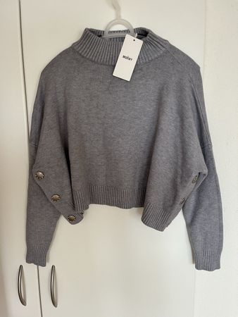 Cropped Strickpullover, neu, grau, Gr. TU - Kuschelig