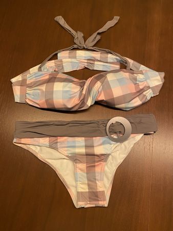 Kiwi Bikini, blau/weiss/rosa/braun kariert, Gr. 36