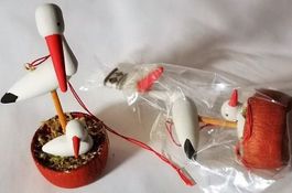 Weihnachtsbaumanhänger Storch mit Baby