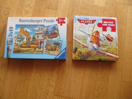 2 x Puzzlen: Puzzlebuch planes = 4 Puzzle + Ravensburger Bau