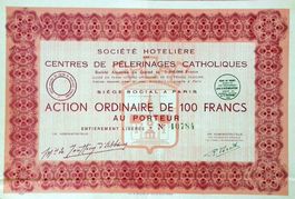 Soc. Hôtelière des Centres Pélerinages Catholiques SA - 1935