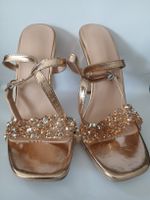 Rose Gold Diamanté Heels, Size 38, Worn Once, Summertime