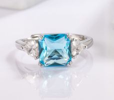 Offener Ring mit blauem Zirkonia, (verstellbar)