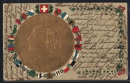 Münze mit der Helvetia, Kantons-Wappen
