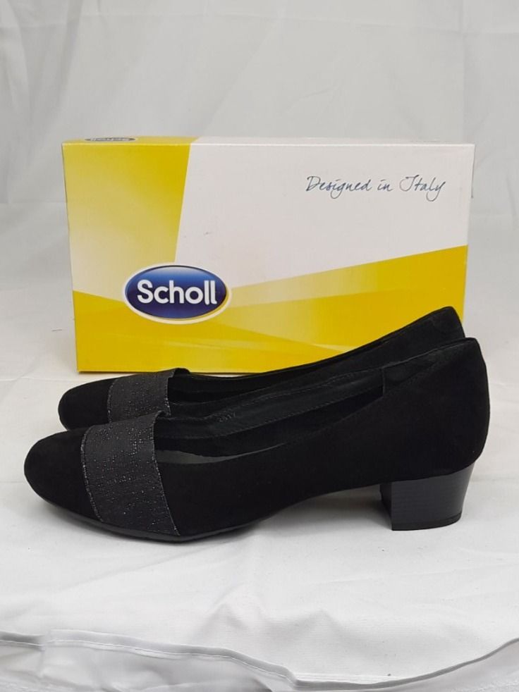 Scholl Scarpe da donna: SCHOLL Blockabsatz Pumps Black Suede elastic Gr. 40 – Nuovo e nell'imballaggio originale da Seuzach venduto da VT-Collections1