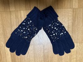 Damen Winter Handschuhe, dunkelblau mit Sternen, warm