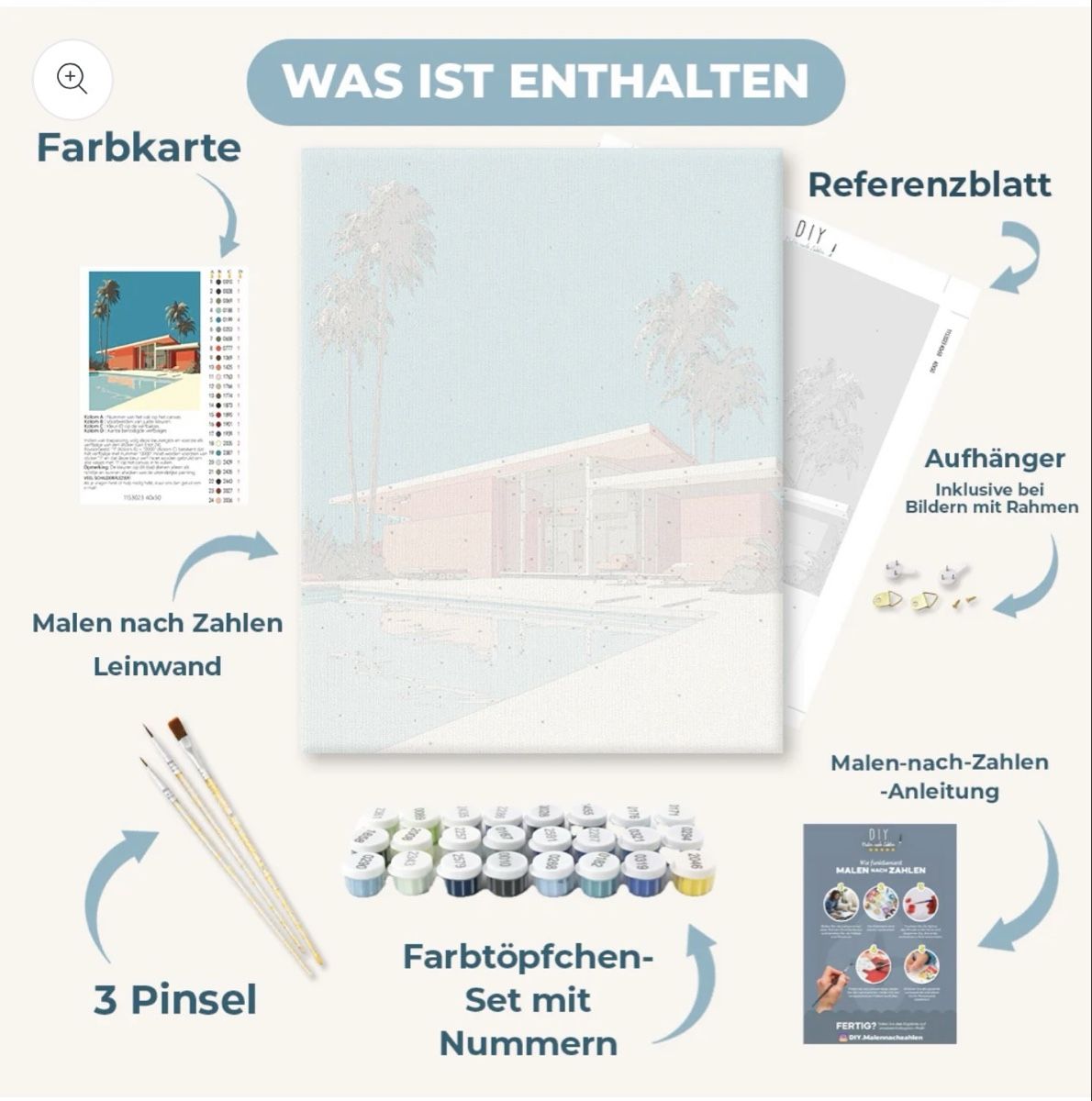 Kit bricolage: Malen nach Zahlen Set, Villa mit Pool – Nuovo e nell'imballaggio originale da Solothurn venduto da milena_03 2