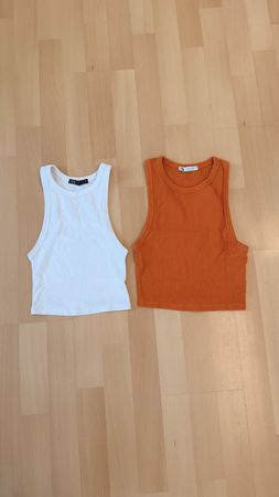 Tops 2er Pack Zara Weiss Orange Grösse S