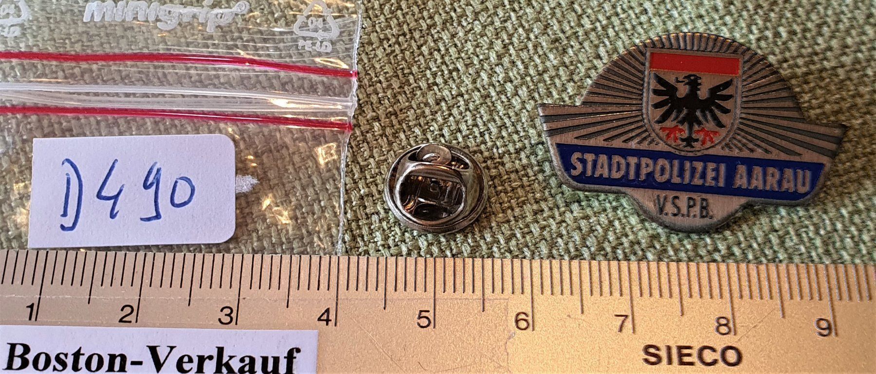 Placchette & Badge: D490 - Pin Stadtpolizei AARAU  V.S.P.B. – Usato da Reinach BL venduto da Boston-Verkauf 2