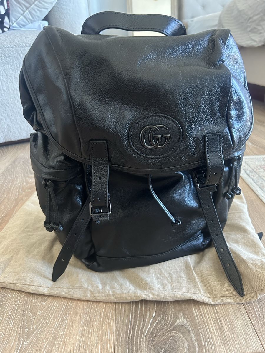 Gucci Zaini: Schwarze Gucci Leder Rucksack mit GG Details – Nuovo e nell'imballaggio originale da Zürich venduto da nin_mk8s