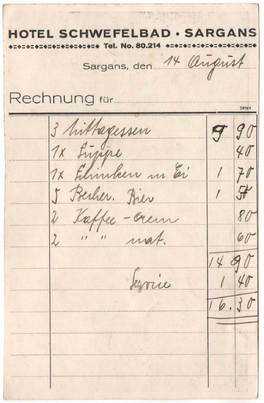 Cartoline postali: SARGANS Nota Hotel Schwefelbad - Post - Auto – Usato da Jona venduto da philajona 1
