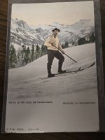 Originale Vintage Postkarte: Skiläufer im Hochgebirge!