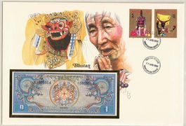 Banknote 1 Ngultrum - Bhutan - Banknotenbrief 1985