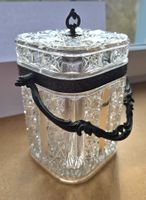 Jugendstil grosse Bonboniere Glasdose, mit Henkel