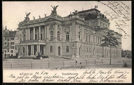 Zürich, Stadttheater mit Strassenpartie