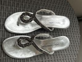 Silberne Sandalen Zehentrenner von bpc selection Gr. 38