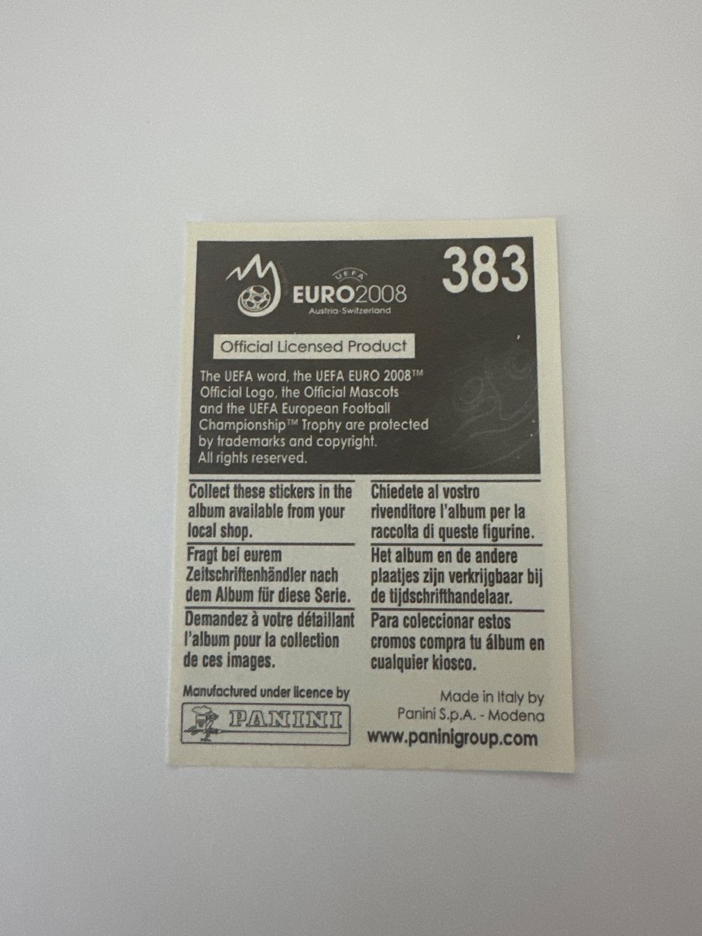 Panini Cartes à collectionner: Panini UEFA EM 2008 Sticker - Nr. 383 – D'occasion à Sulz AG par DealWerk 1