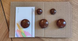 Lot Knöpfe : 5  gewobene Lederknöpfe 2.5 cm + klein 1.6 cm