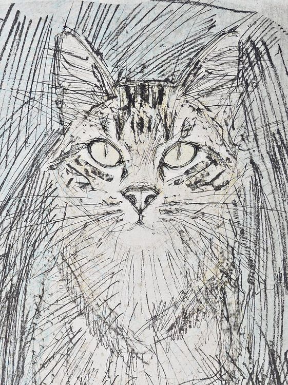 Fritz HUG (1921-1989) - Handsignierte Farblithographie Katze | Kaufen ...