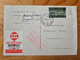 CH-Karte Stop War aus 1947 gelaufen Zustand gemäss Bilder