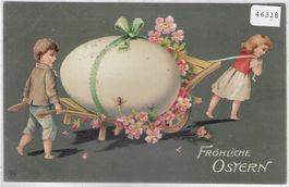 Fröhliche Ostern - Eier-Schwertransport - Präge-Litho