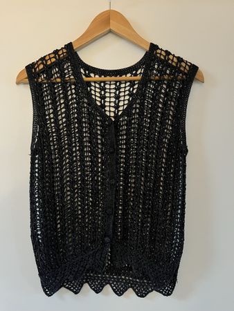 Black Crochet Summer Top, Grösse S/M
