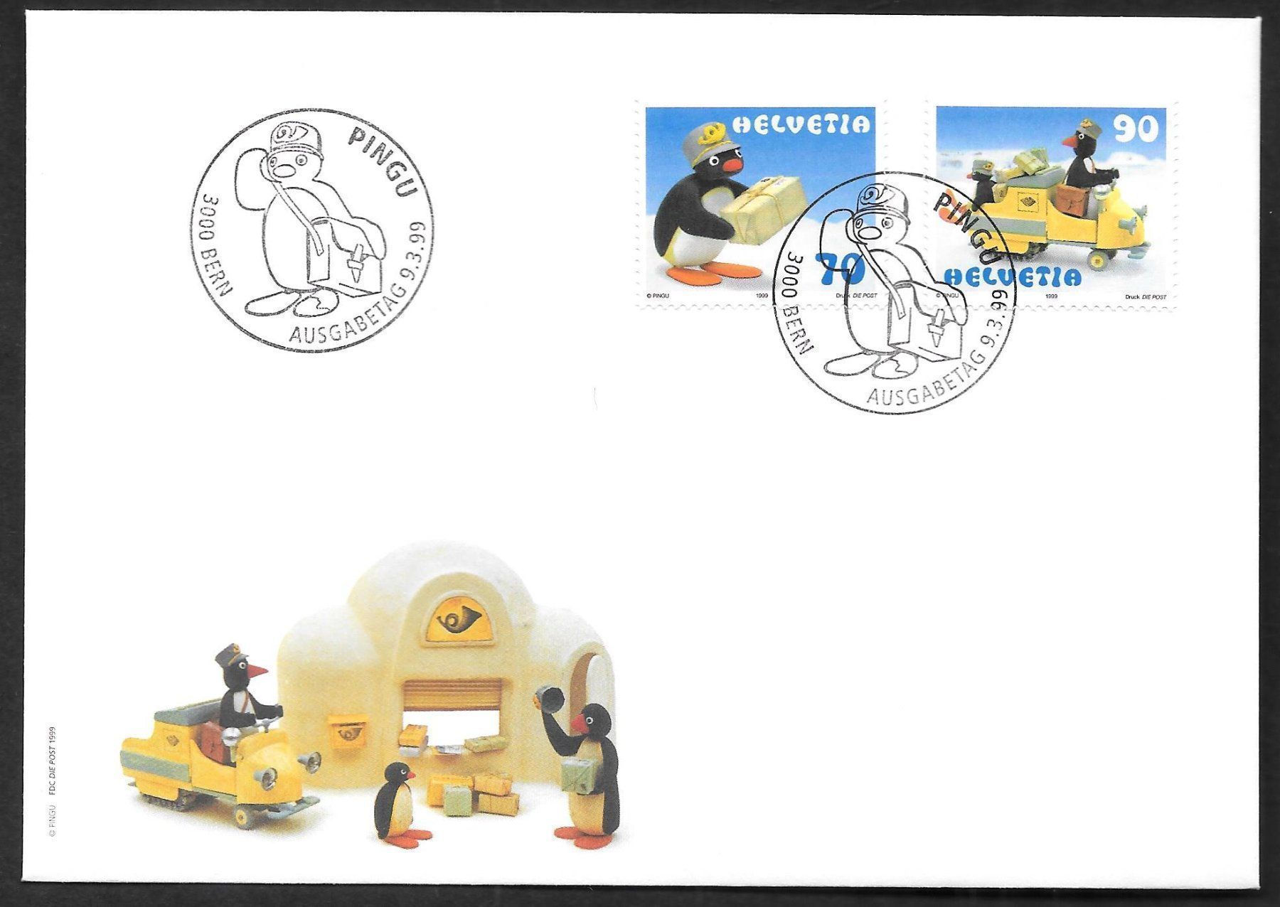 Tous les timbres: FDC Serie 964-965 Pingu ET 9.3.1999 – Neuf (Voir description) à Olten par clotaldi