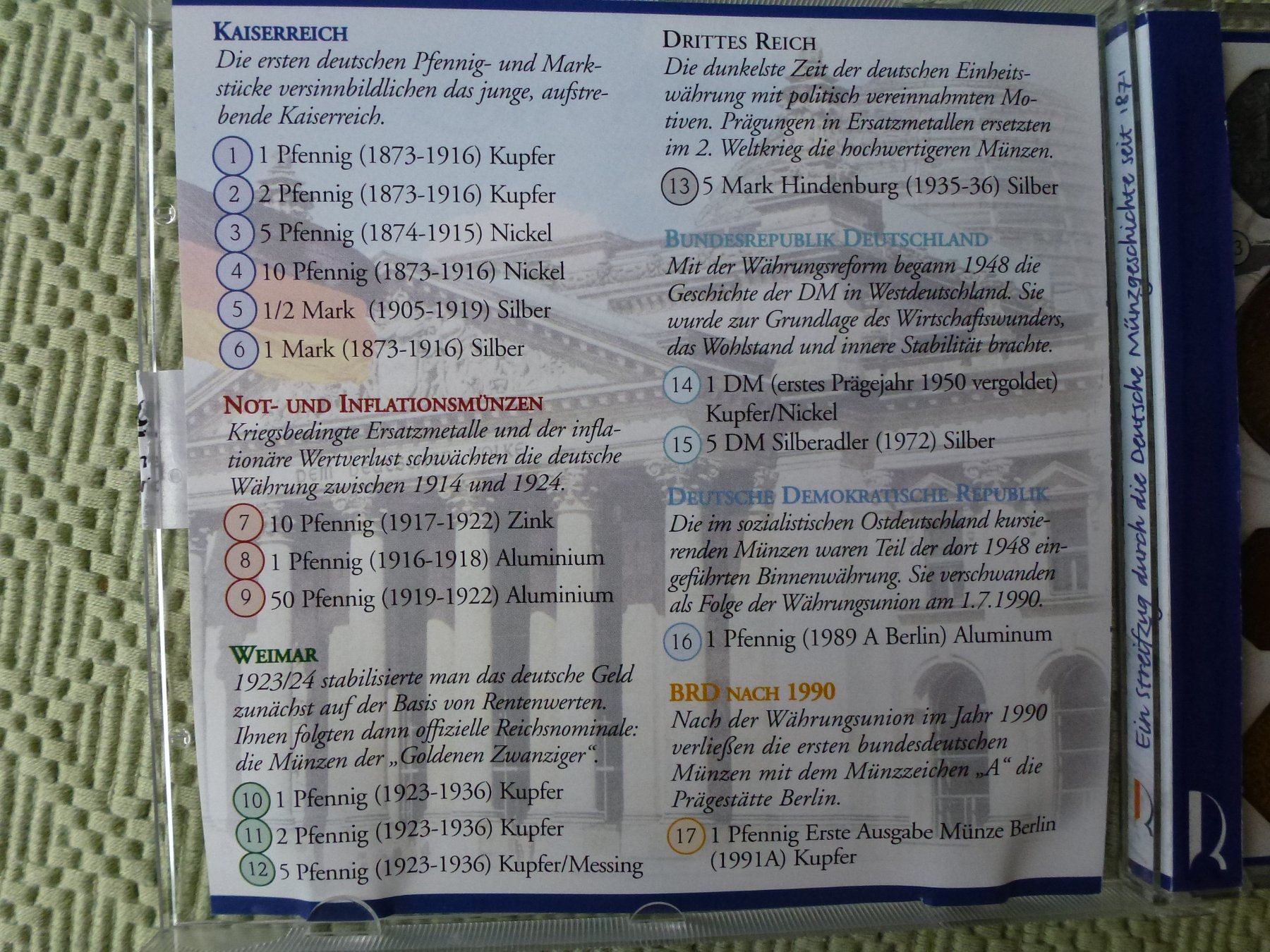 Tutti le monete: Abschied Deutsche Mark - Deutsche Münzgeschichte – Usato da Zürich venduto da Kalla36 3