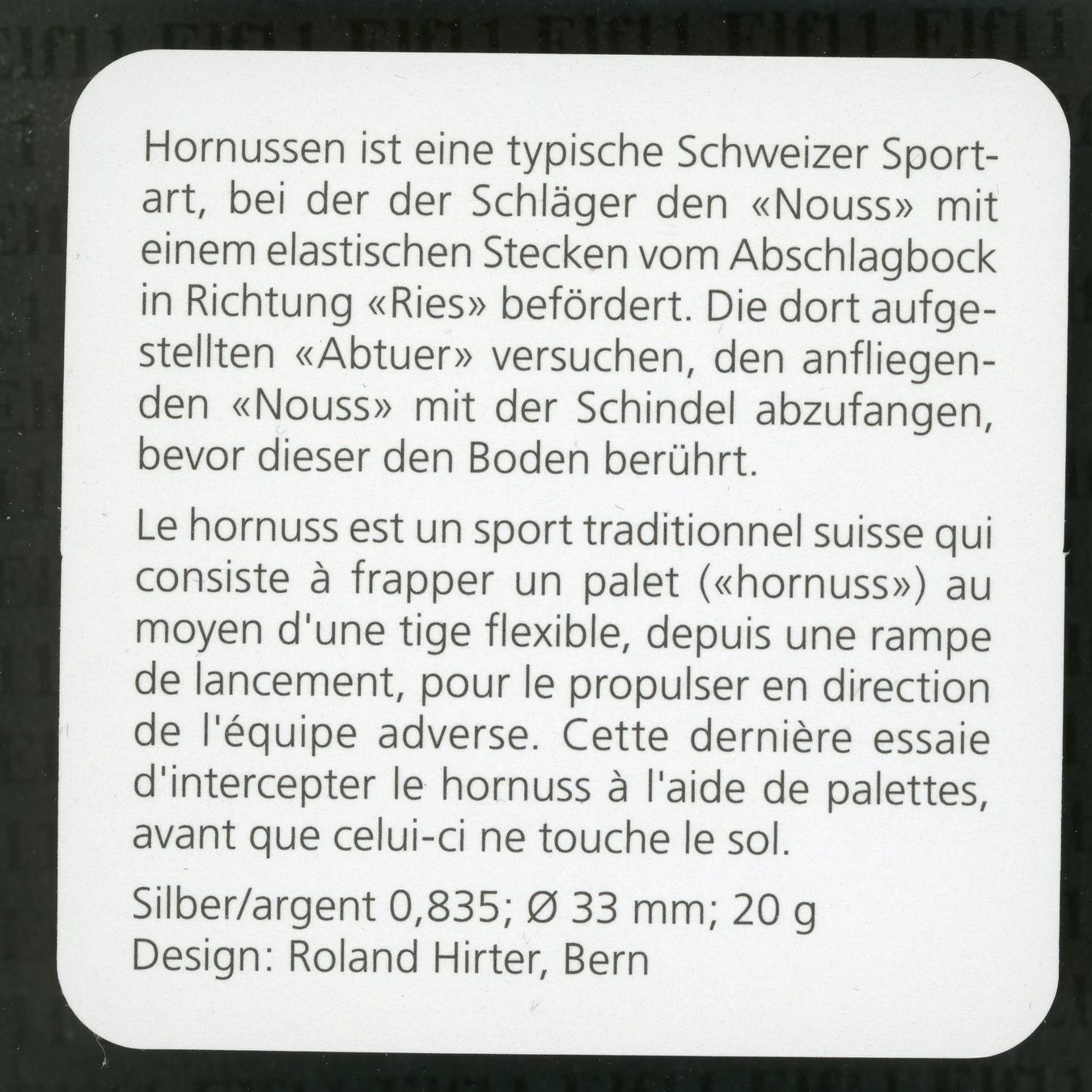 Tutti le monete: CHF__20.00 2015 Hornussen PP 20 Franken – Nuovo e nell'imballaggio originale da Widnau venduto da Elf11 3