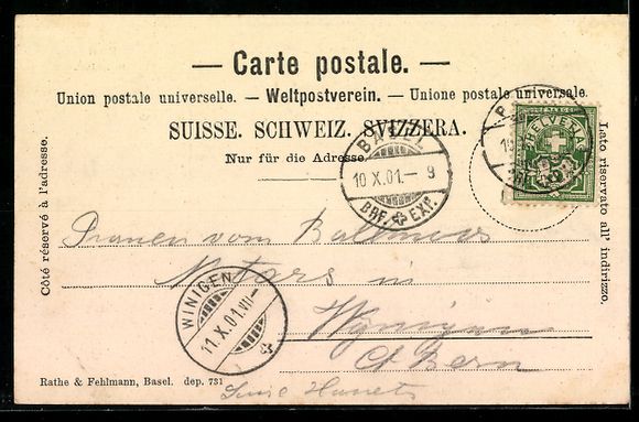 Cartoline postali: Litho Basel, Hauptpost, Heckenrosen, Fen – Usato da Berlin venduto da bartko-reher 1