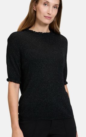 Cartoon T-Shirt black, Gr 38 mit Rüschen